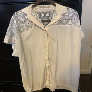 All Saints white floral button down